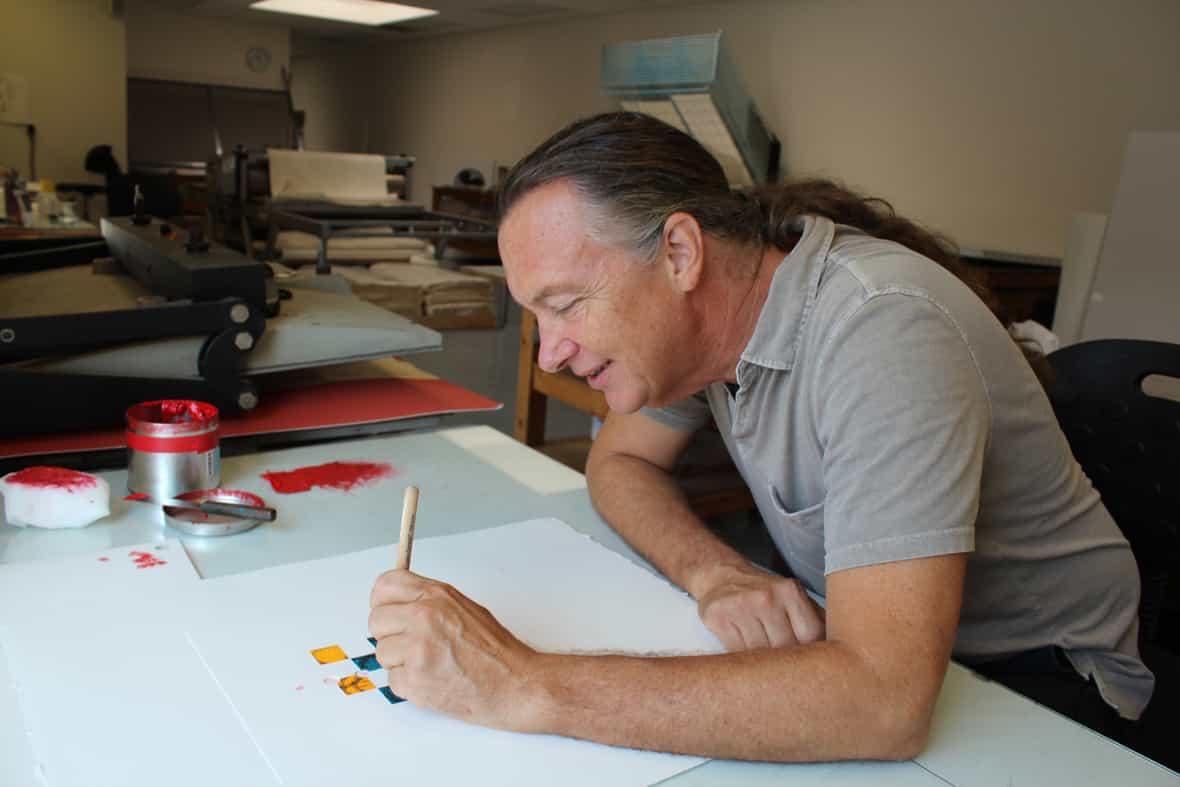 Bruce Wankel working on Richard Tuttle’s “Indrah,” 2013